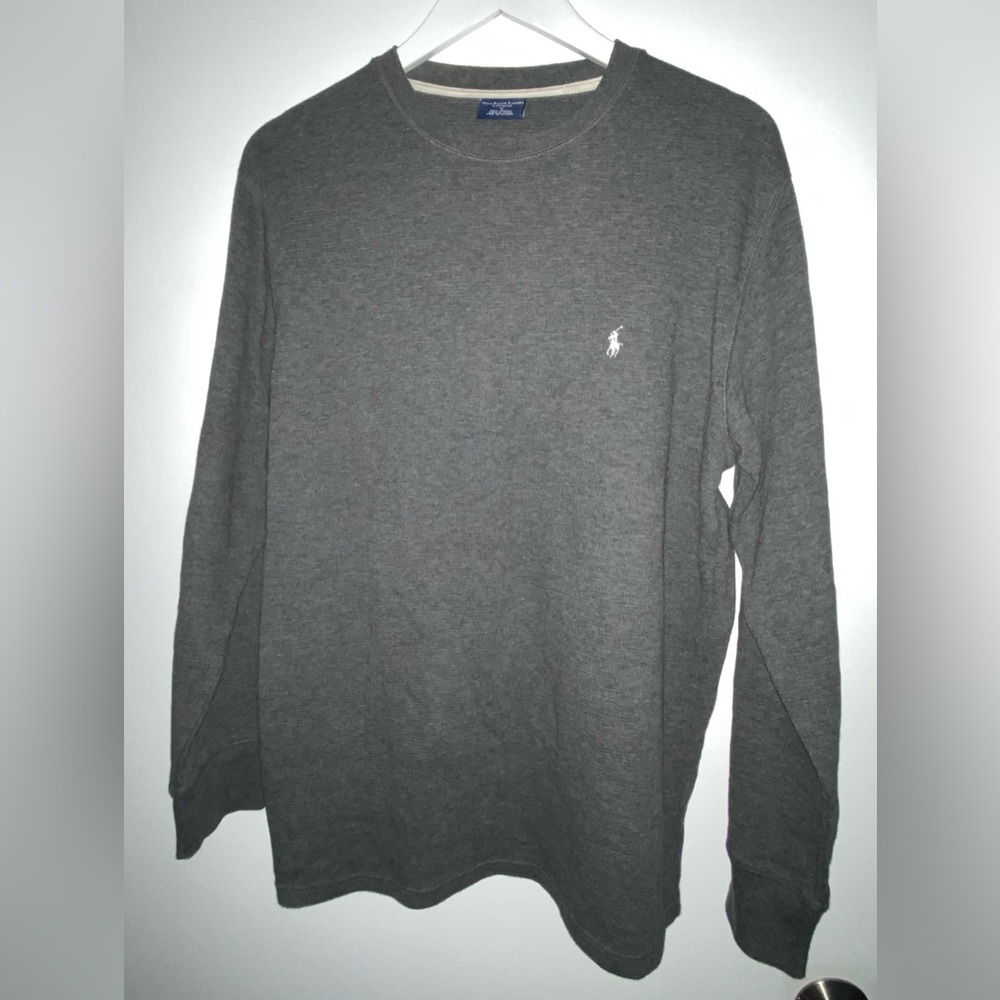 Polo Ralph Lauren Men's Long Sleeve Sleepwear Shirt Gray Size M 100% cotton knit